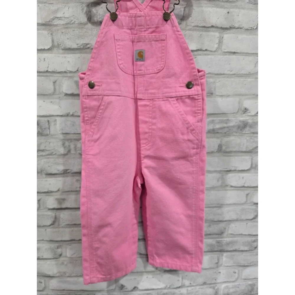 Carhartt Baby‎ Girls Bib Overalls Size 18M Adjustable Strap Patch Pink NWOT